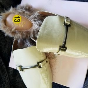 Franco Sarto Slides with fur detail